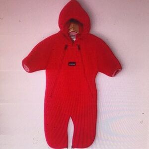 Red Hooded Kids One-Piece Snowsuit
